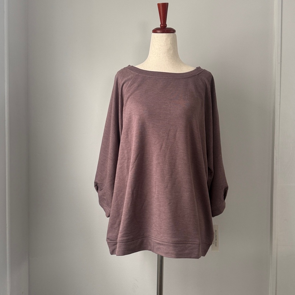 Zac & Rachel Women's Mauve Sweatshirt Size 1X 3/4 Puffed Sleeve Lightweight